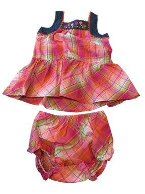 YOUNGLAND 18 Months 2 Piece Plaid Sundress & Diaper Cover